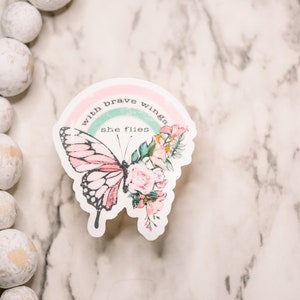 Butterfly Sticker: With Brave Wings, Floral Laptop Decal