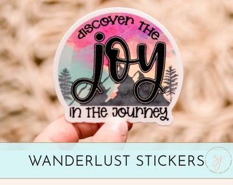 Discover Joy In The Journey Sticker, Travel Stickers, Bumper Sticker, Water Bottle Sticker, Camper Stickers, Car Decal, Mountain Labels