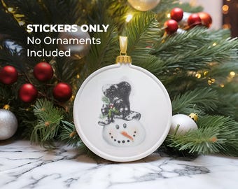 Snowman Head Christmas Sticker, Christmas Ornament Sticker, Ornaments Decal, Holiday Decal, Stocking Stuffer, Laptop Sticker, Water Bottle