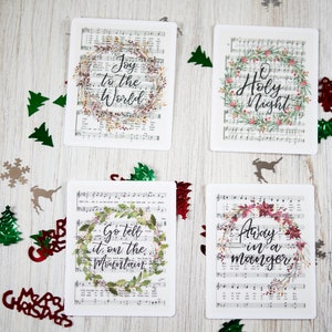 Adesivos cristãos de Natal, pacote com 4 hinos, adesivos para diário bíblico, suprimentos para presentes de Natal, adesivos religiosos, pacote de adesivos, versículo bíblico