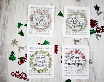 Christmas Christian Sticker 4 Pack of Hymns, Bible Journaling Stickers, Scrapbooking Supplies, Religious Stickers, Sticker Pack, Bible Verse