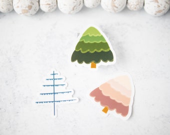 Mini Christmas Trees Stickers, Advent Gift, Laptop Stickers, Water Bottle Stickers, Stocking Stuffer, Car Accessories, Window Decal, Xmas