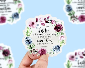 Hebrews 11:1 Clear Sticker, Faith Is The Assurance Of Things Hoped For, Christian Stickers, Bible Verse Labels, Biblical Stickers, Scripture