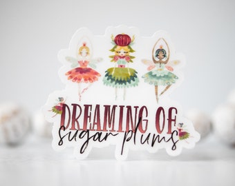 Dreaming Of Sugar Plums, Christmas Sticker, Fairies Sticker, Journal Label, Christmas Wrapping, Xmas Gift, Car Accessories, Advent Gift