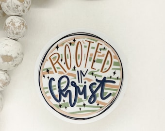 Rooted In Christ Sticker, Religious Sticker, Bible Vinyl Sticker, Christian Label, Car Decal, Bible Journal Sticker, Christian Gift