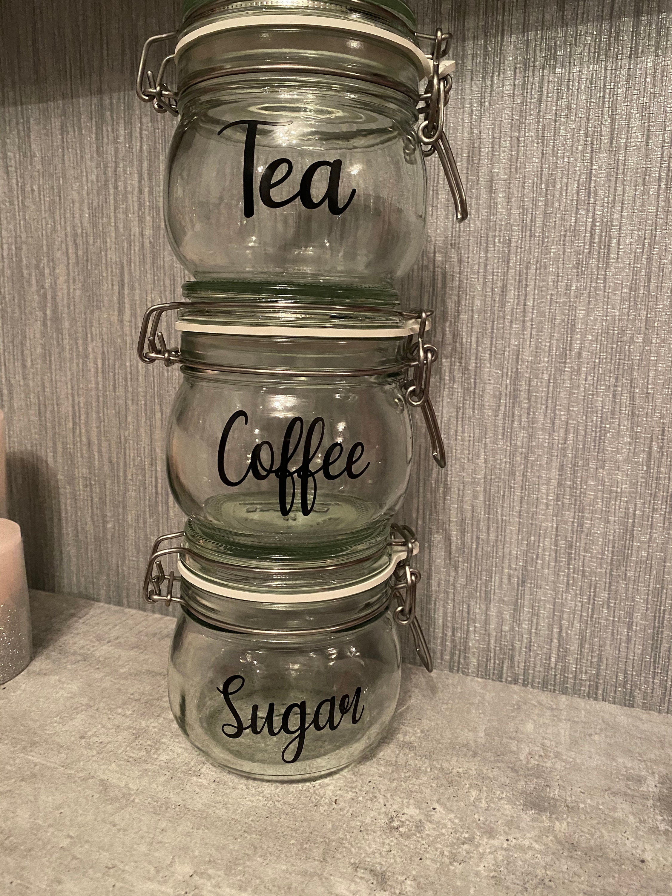 Custom Glass Clip Top Jar Tea Coffee & Sugar Jars Etsy