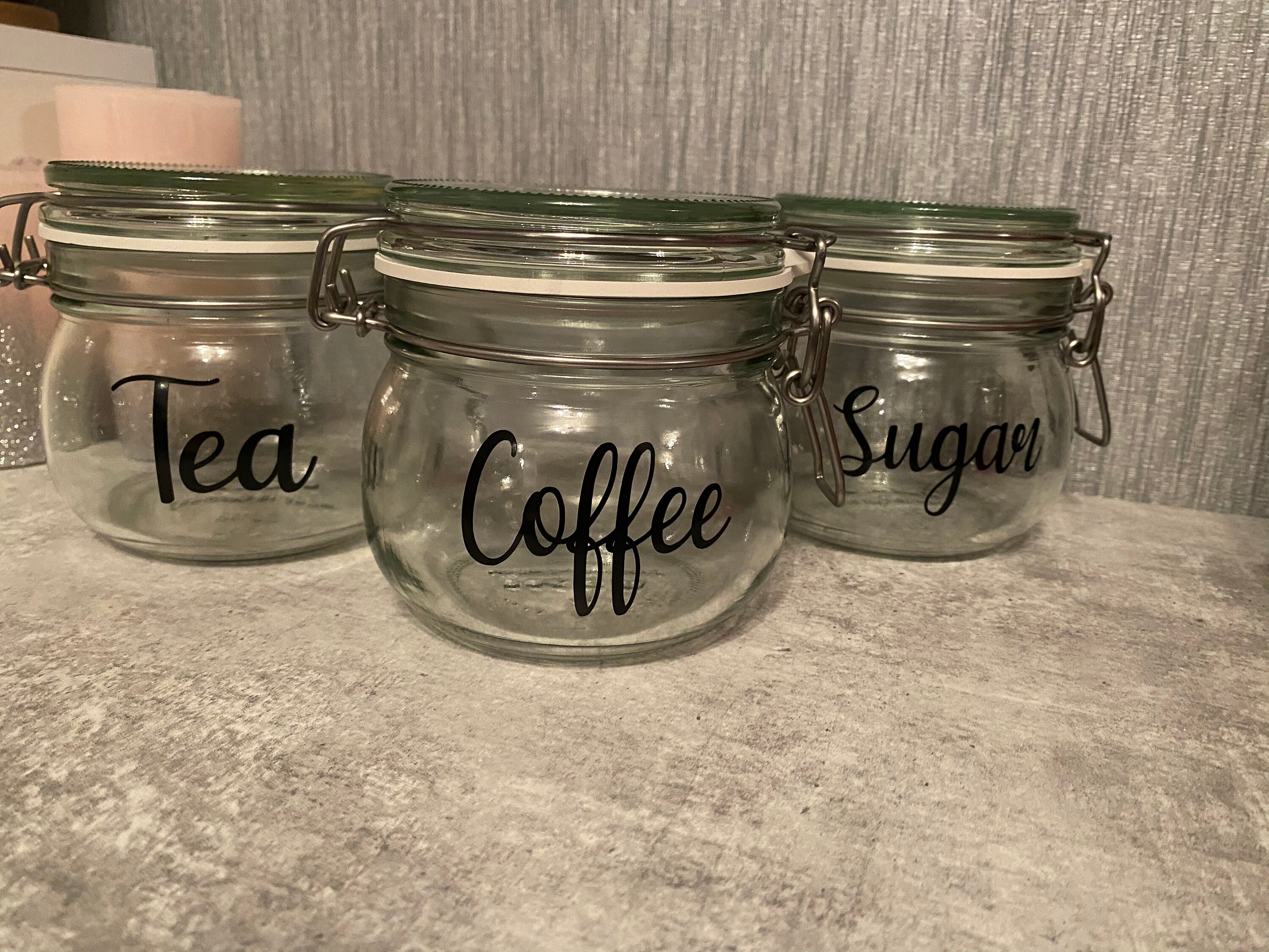 Custom Glass Clip Top Jar Tea Coffee & Sugar Jars Etsy