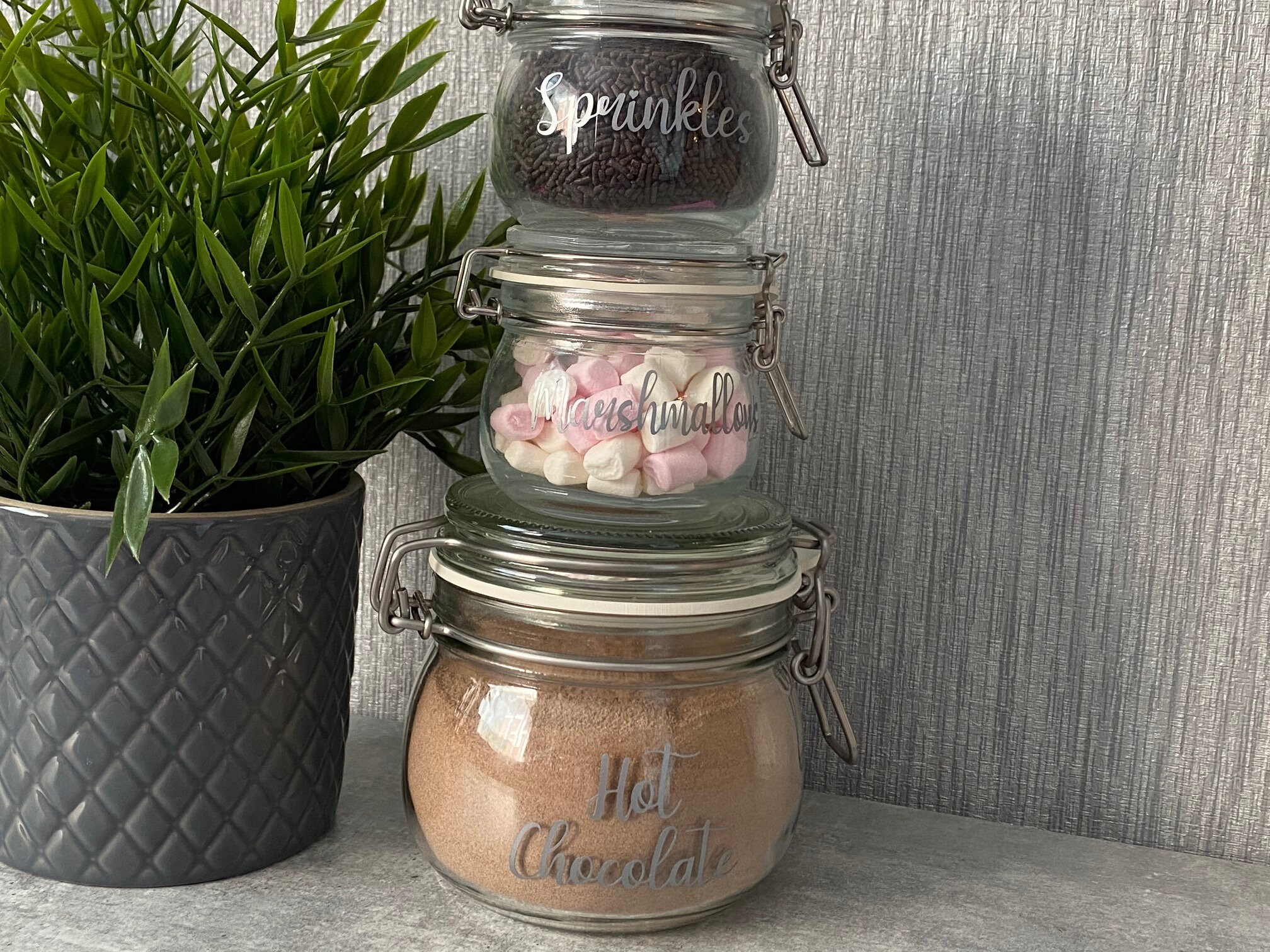 Custom Hot Chocolate Glass Jar Combo 3 Jars Included Etsy