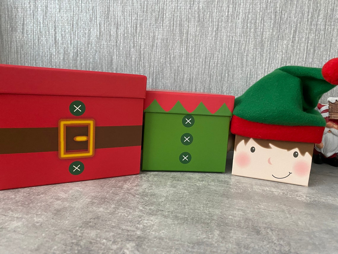 Christmas Personalised Stacking Gift Boxes Santa Reindeer Etsy