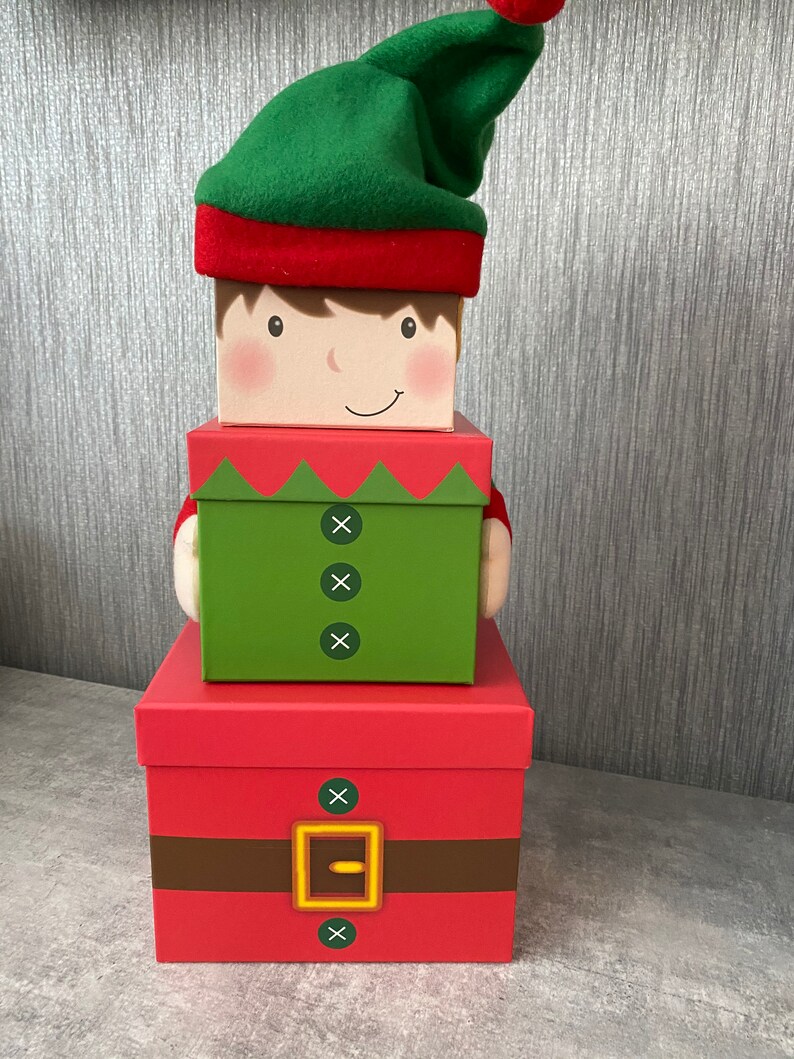 Christmas Personalised Stacking Gift Boxes Santa Reindeer Etsy