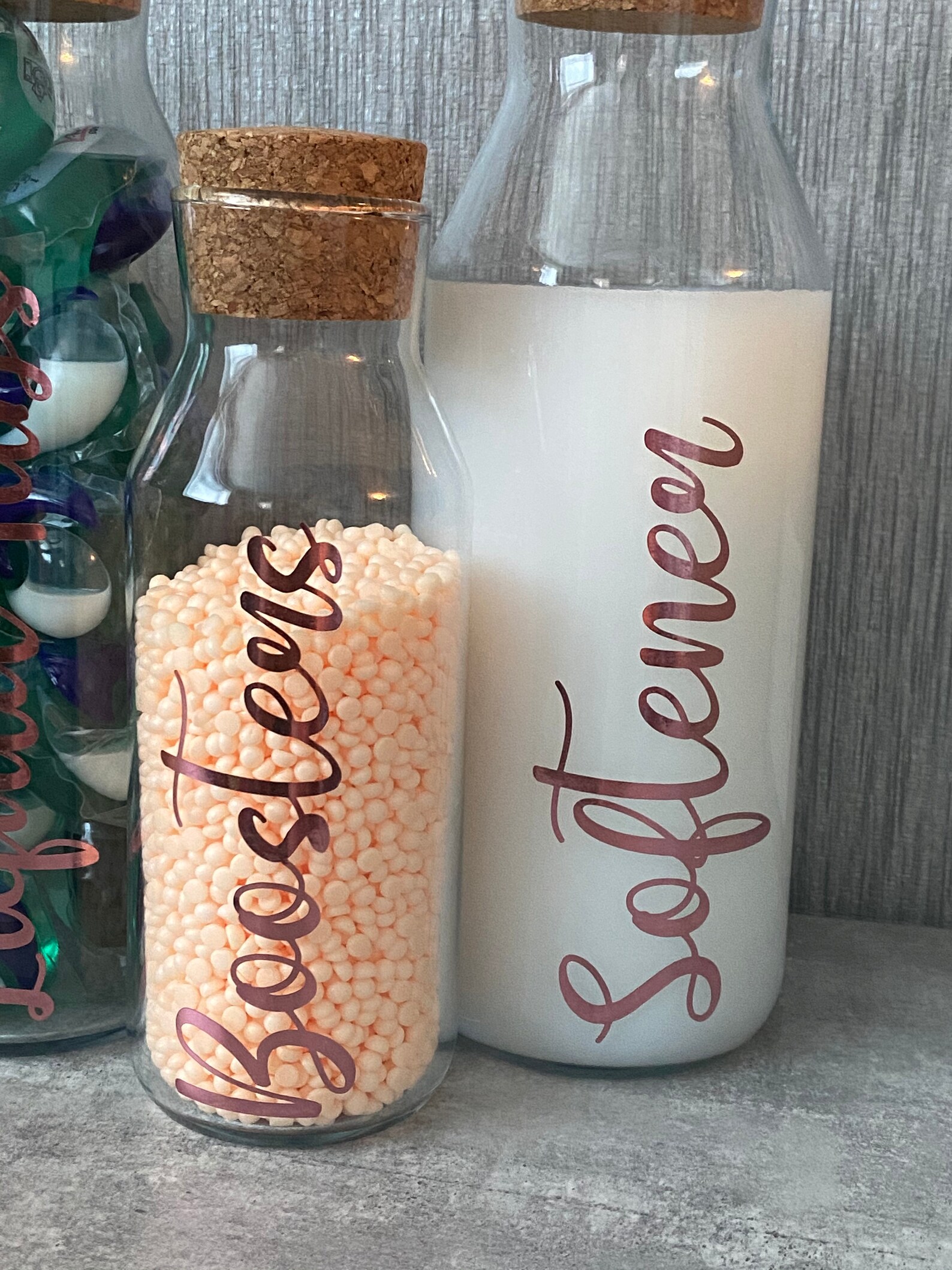 Glass Jar with Cork Lid Personalised Laundry Storage Bottle Etsy