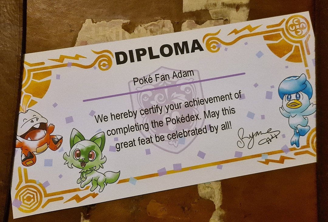 Pokemon Pokedex Diploma - Etsy