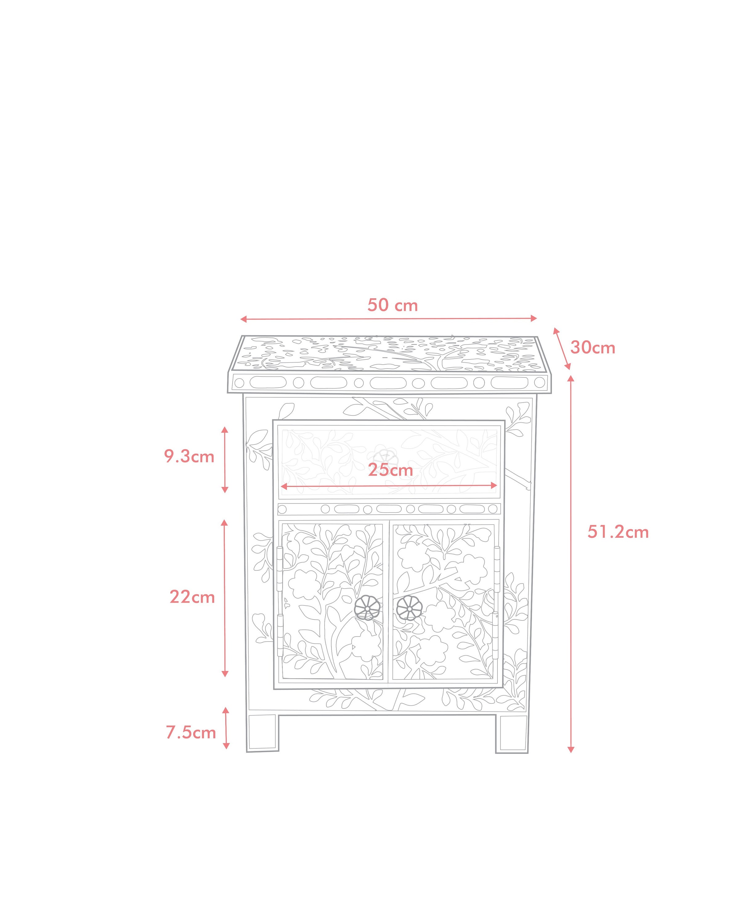 Bone Inlay Bedside Table Nightstand Table Lohko Rose Pink Etsy