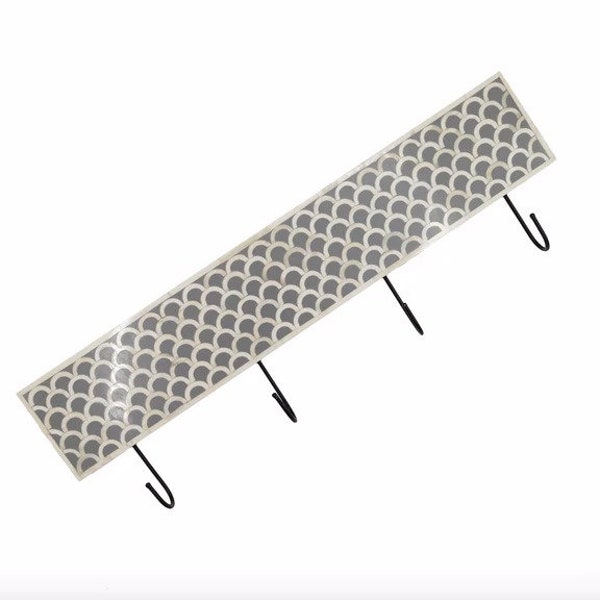 Bone Inlay Fishscale Wall Hook - Grey