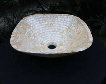 Mother of pearl wash basin /sink bowl, mother of pearl sink, handmade sink, Bathroom Décor, Gift item Piece