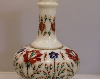 White Marble Flower Vase Pietra Dura Art Planter for Restaurant Decor home decor make offer