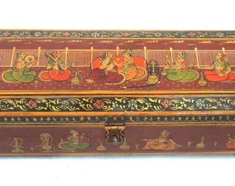 Wooden Box Handmade Painted Storage Vintage Decorative Collectible Home Décor