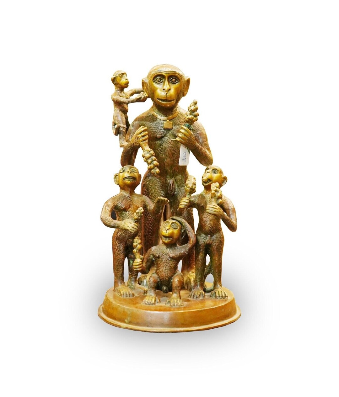 Brass Monkey Statue Hand Carved Monkey Group Figurine Home Etsy