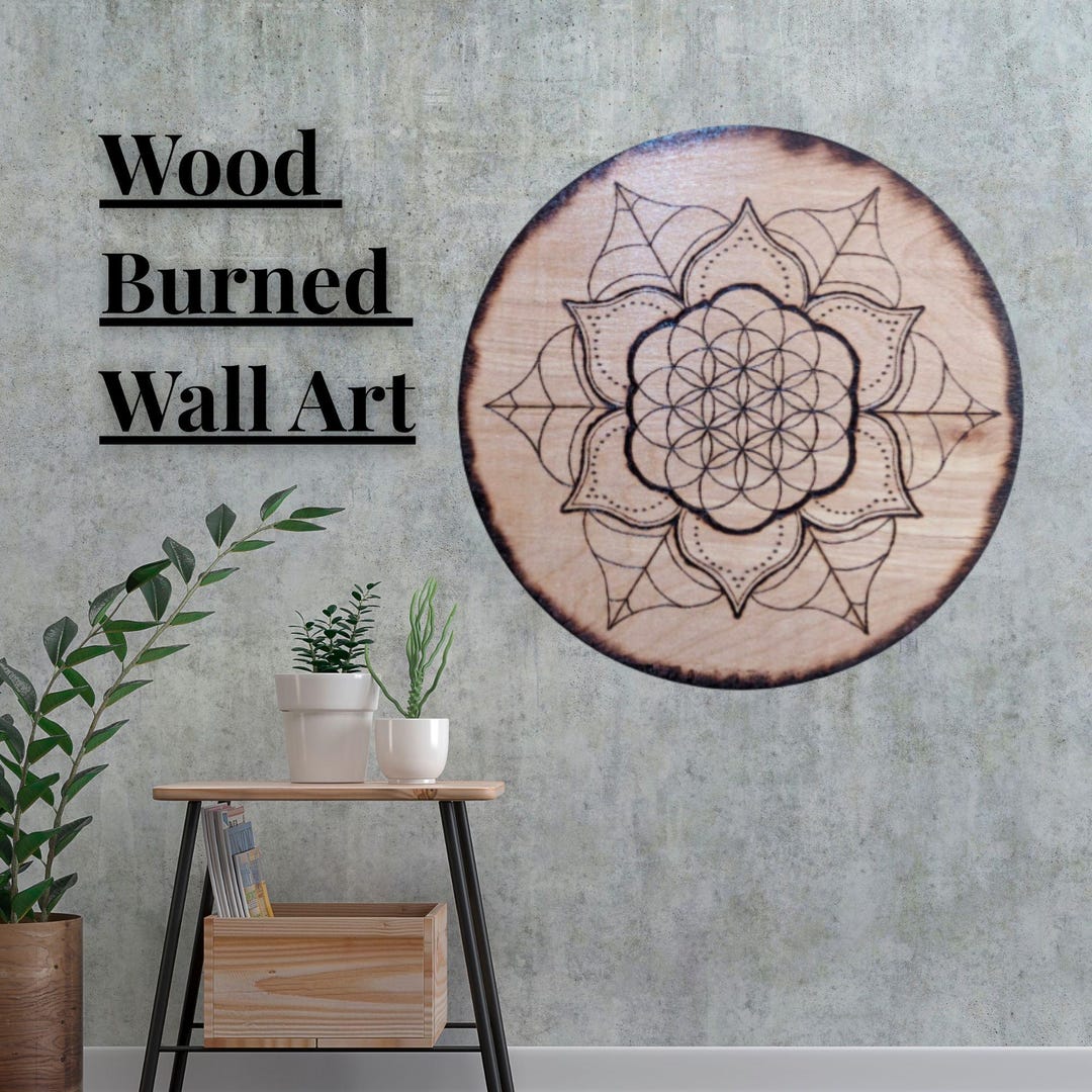 Flower of Life Mandala Wall Art - Sacred Geometry Wood Burned Decor ...