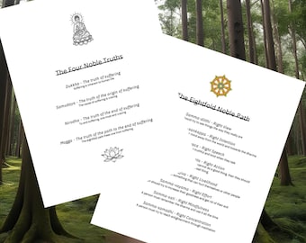 Buddhist Altar Prints - Four Noble Truths and Eightfold Path Digital Download - Minimalist Dharma Wall Art for Meditation Spaces