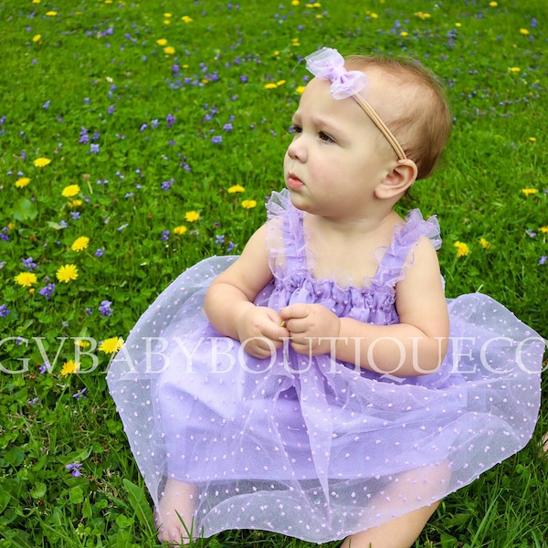 Girls Baby, Toddler Spring Purple Puff Ruffle Tulle Dress, Pastel Purple Tulle Girls Dress, Lightweight Summer Lavender Tulle Tank Top Dress