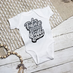 Future Riding Buddy Baby Announcement, Moto Family Baby Announcement Bodysuit, Gender Neutral Dirt Bike New Baby Bodysuit, Moto Parents