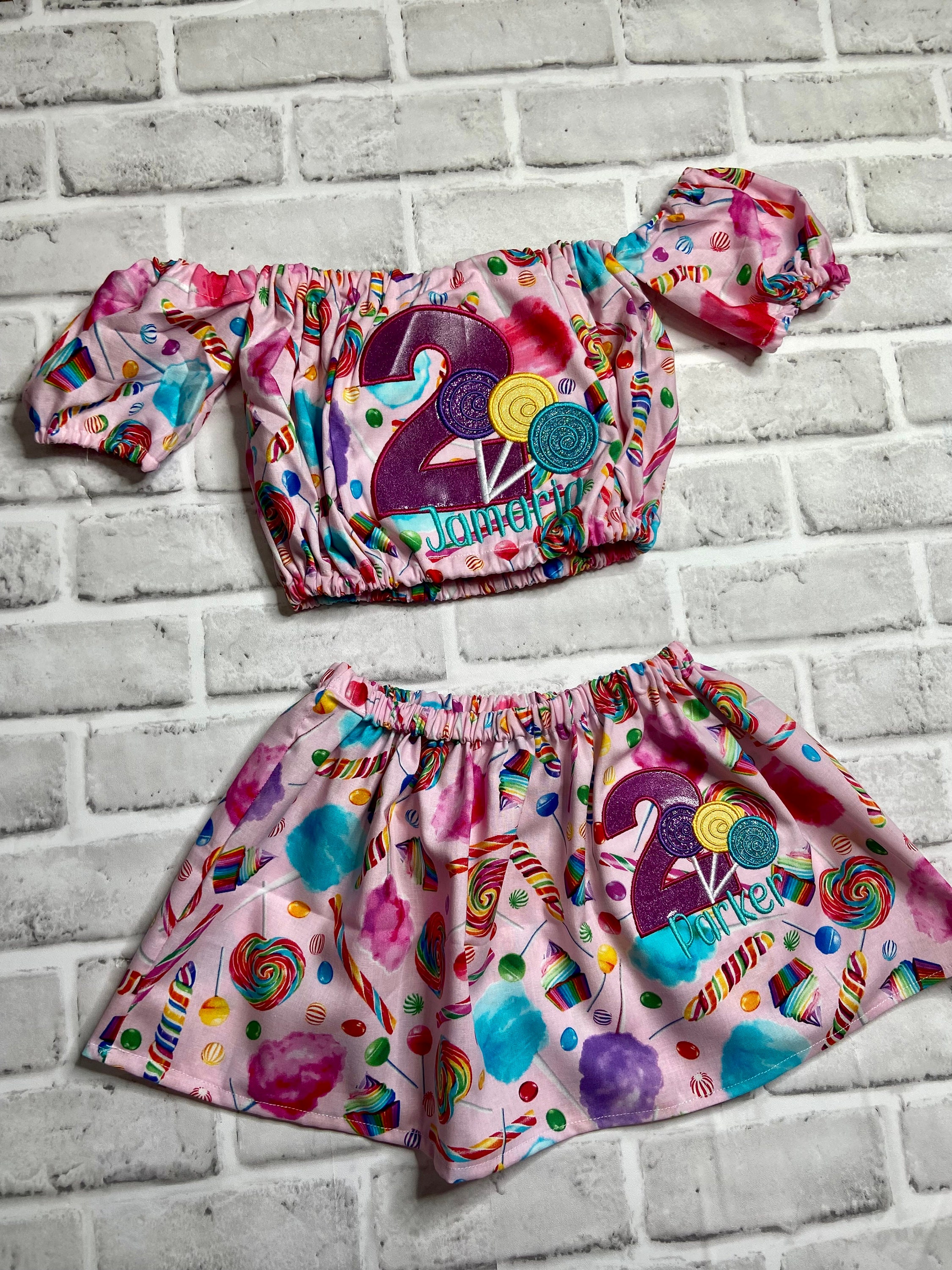 Off Shoulder Shirt and Mini Skater Skirt Outfit for Toddler and Youth