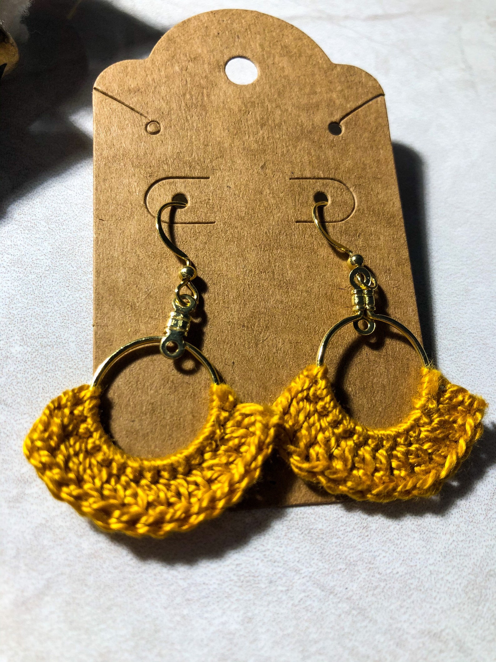 Handmade crochet Marigold earrings small boho retro Etsy