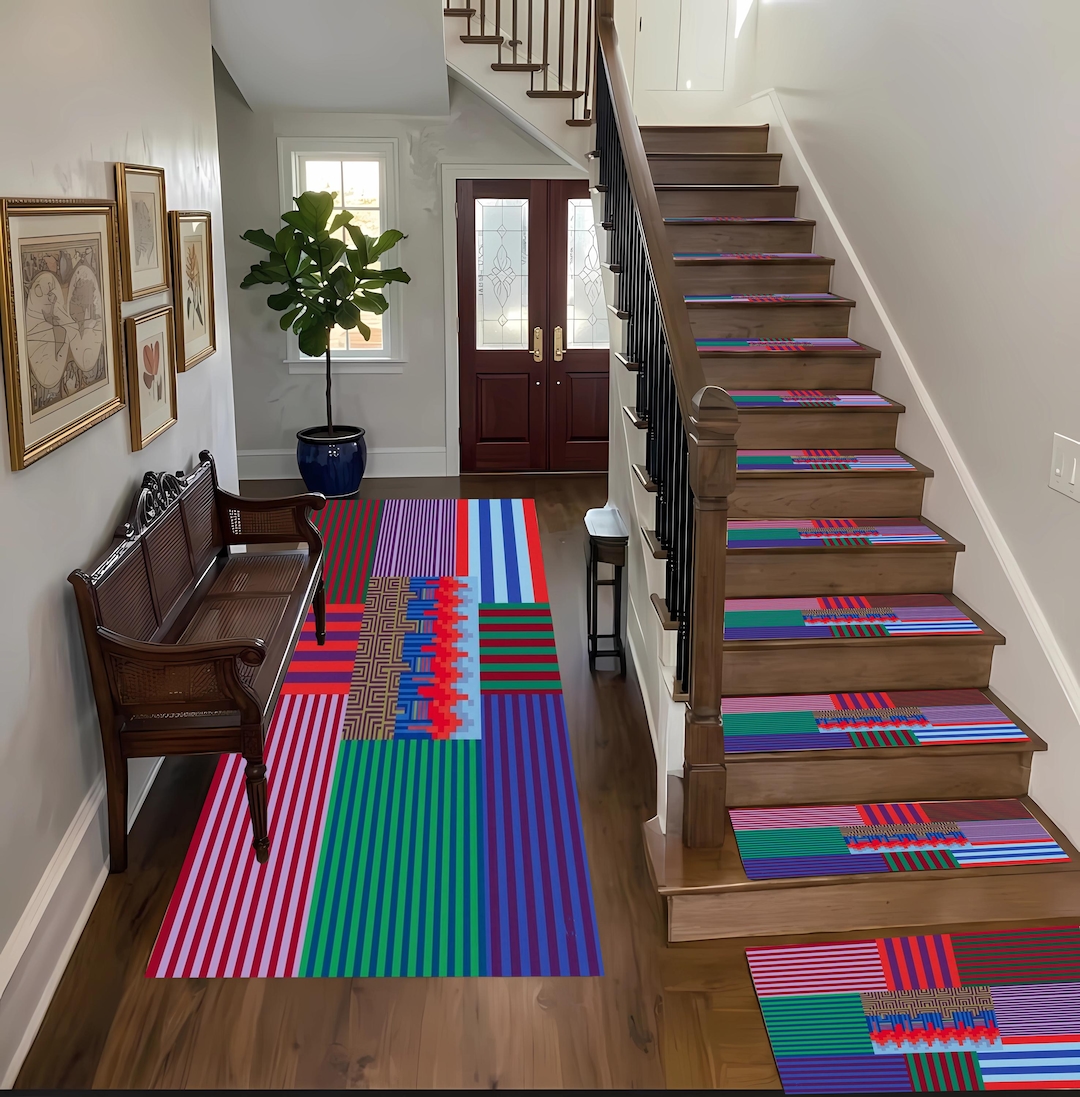 Dopamine Modern Rainbow Patchwork Rug,colorful Geometric Stair Runner ...