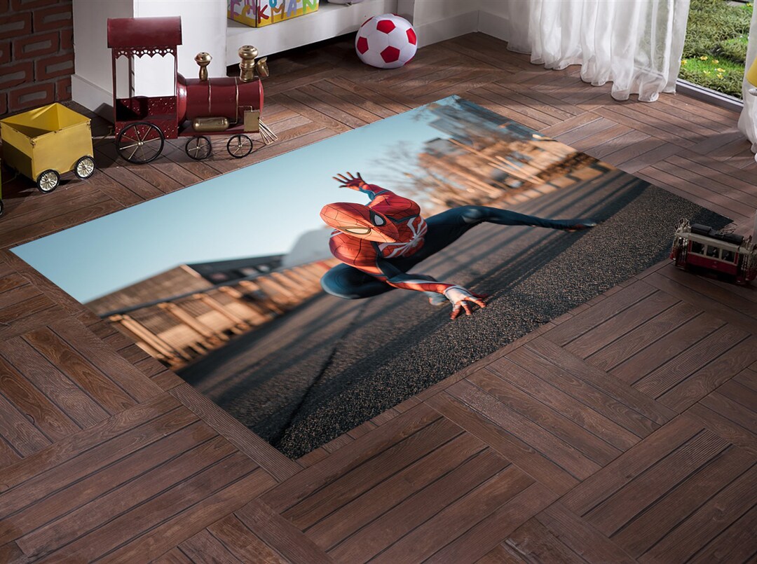 Spiderman Rug, Spiderman Pattern Rug, Cartoon Character Rug, Nursery ...