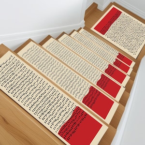 Stair Treads Rug Modern Red Cream Stair Treads with Black Dots, Durable Step Rugs Nonslip Washable Mats For Stairs