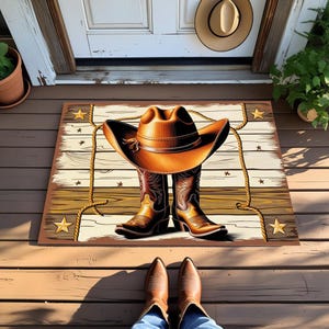 Cowboy Doormat, Texas Doormat, Western-Inspired Front Door Mat, Welcome Mat, Cowboy Doormat, Western Doormat, Gifts For Him, Entryway Decor