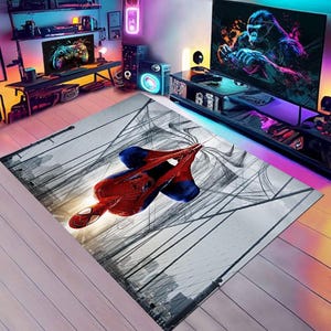 Spiderman, tappeto Spiderman, arredamento Spiderman, tappeto rosso Spiderman, tappeto per bambini, arredamento per la stanza, regalo per lui, tappeto con personaggio dei cartoni animati, tappeto popolare