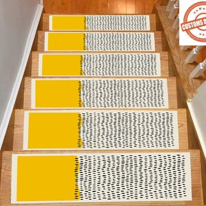 Modern Yellow Stair Treads, Non-Slip Pet Friendly Step Mats,