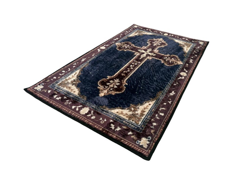 Personalized Gift Christian Prayer Rug, Cross Symbol Pray Mat Corner Decor, Catholic Praying Rug, Christian Gift for Him, Gift for Her image 5