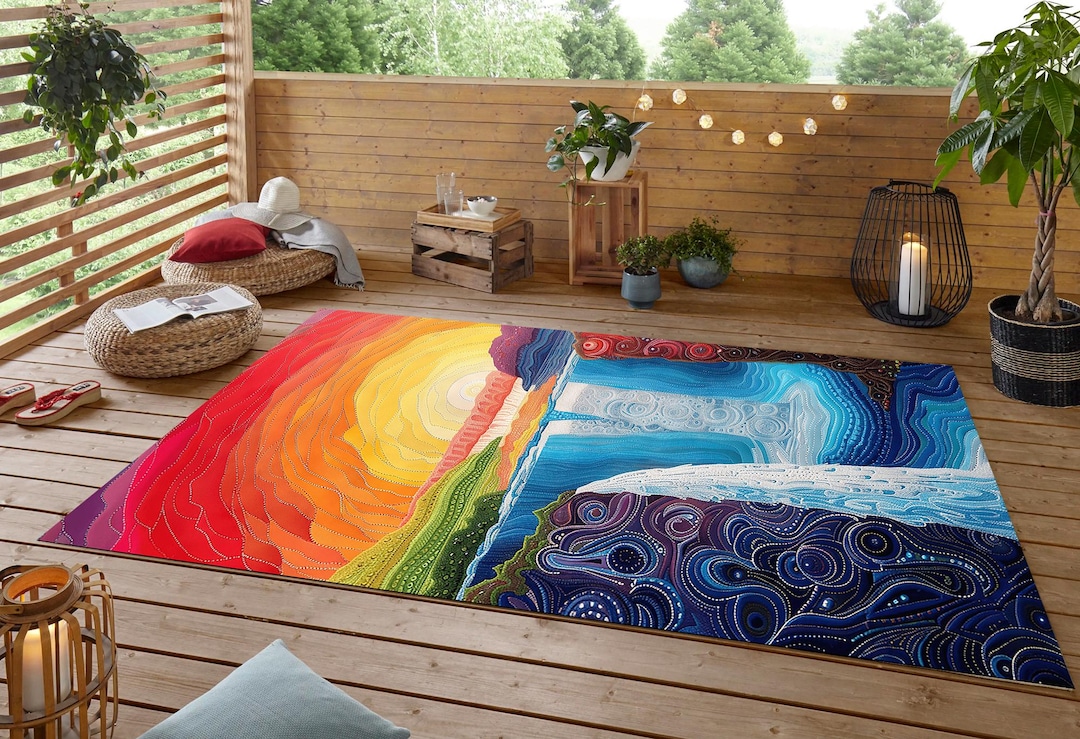 Colorful and Vibrant Outdoor Rug, Maximalist Home Decor,colorful Rug ...