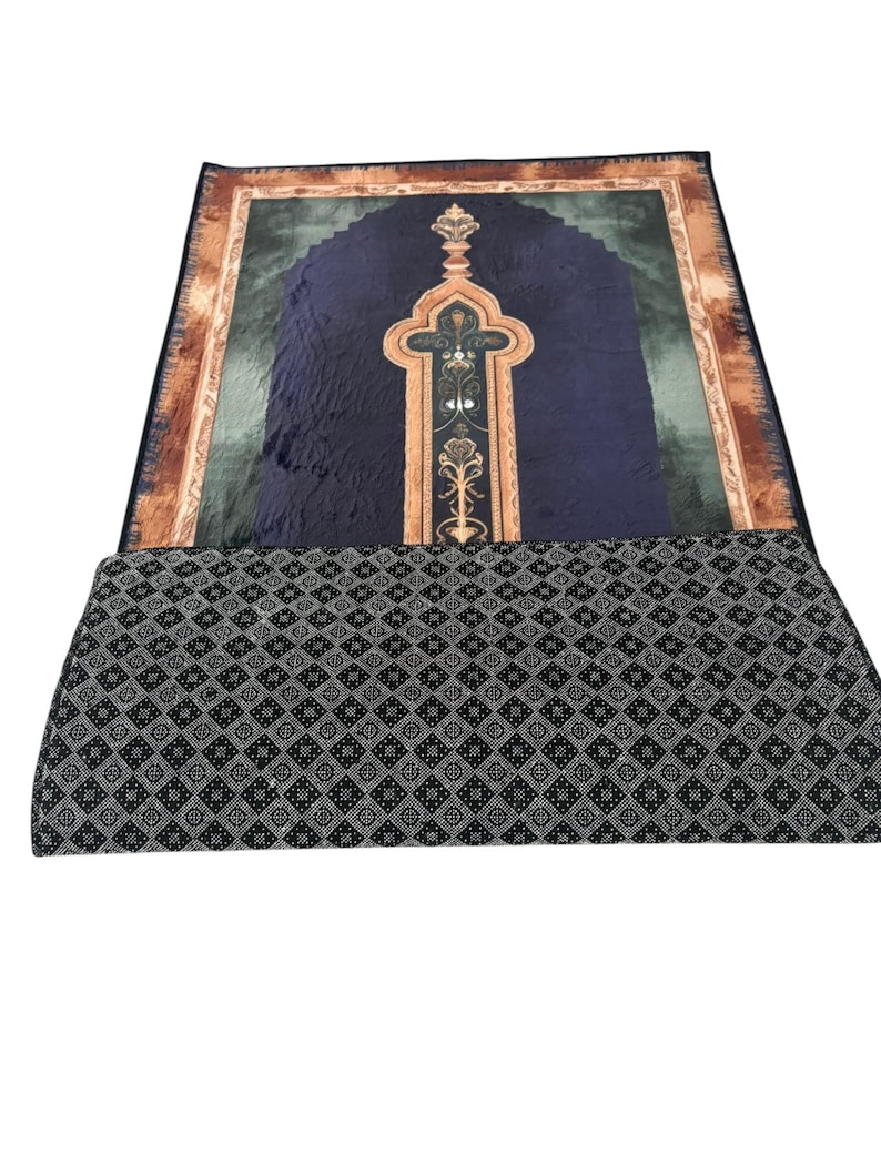 Jade Green Christian Prayer Mat, Soft Velvet Jerusalem Cross Kneeling ...