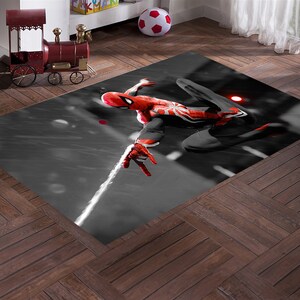 Spiderman Rug, Spiderman Pattern Rug, Cartoon Character Rug, Nursery Room Rug, Avengers Rug, Kids Room Decor, Boys Room, Gift For Her,3D Rug