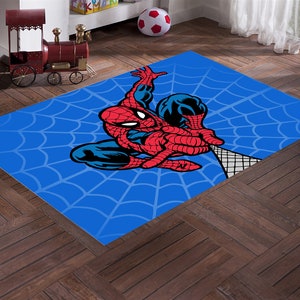 Spiderman Rug, Spiderman Pattern Rug, Cartoon Character Rug, Nursery Room Rug, Avengers Rug, Kids Room Decor, Boys Room, Gift For Him,3D Rug