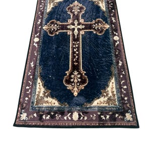 Personalized Gift Christian Prayer Rug, Cross Symbol Pray Mat Corner Decor, Catholic Praying Rug, Christian Gift for Him, Gift for Her image 4
