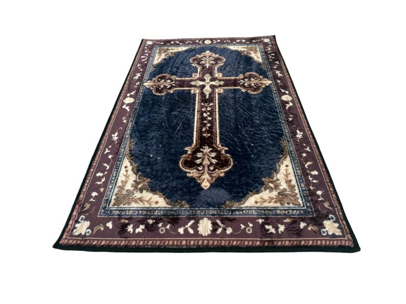 Personalized Gift Christian Prayer Rug, Cross Symbol Pray Mat Corner Decor, Catholic Praying Rug, Christian Gift for Him, Gift for Her image 6