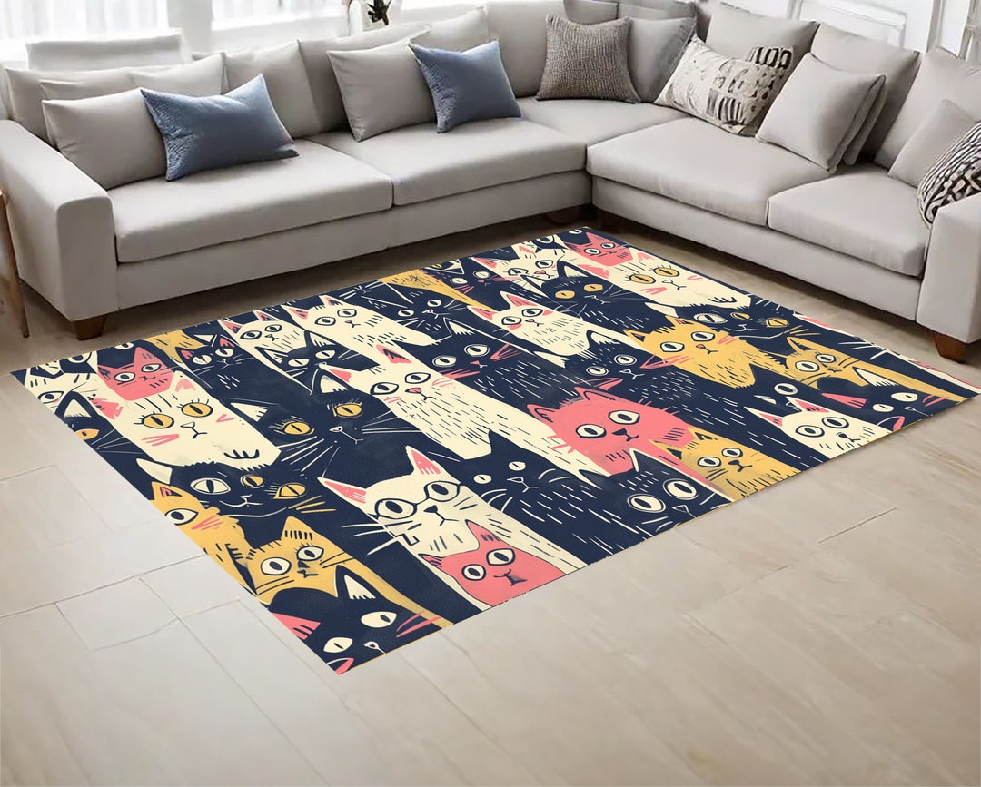 Cat Rugs,sweety Cats,curious Cats,kids Room Rugs,living Room Rug,rugs ...