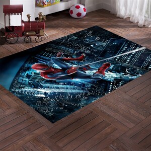 Spidermankunst, vloerkleed met spidermanpatroon, stripfiguurtapijt, vloerkleed kinderkamer, Avengers tapijt, kinderkamerdecor, jongenskamer, cadeau voor haar, 3D-tapijt