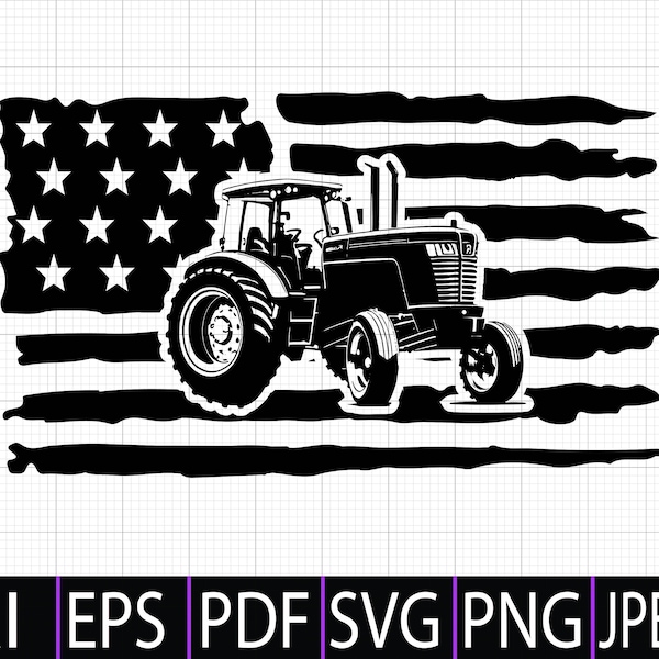 US Farm Tractor SVG,Funny Gift Usa Farm Tractor Shirt Svg Png, US Distressed Flag Svg Png, Instant Digital Dowload for Cricut and Silhouette