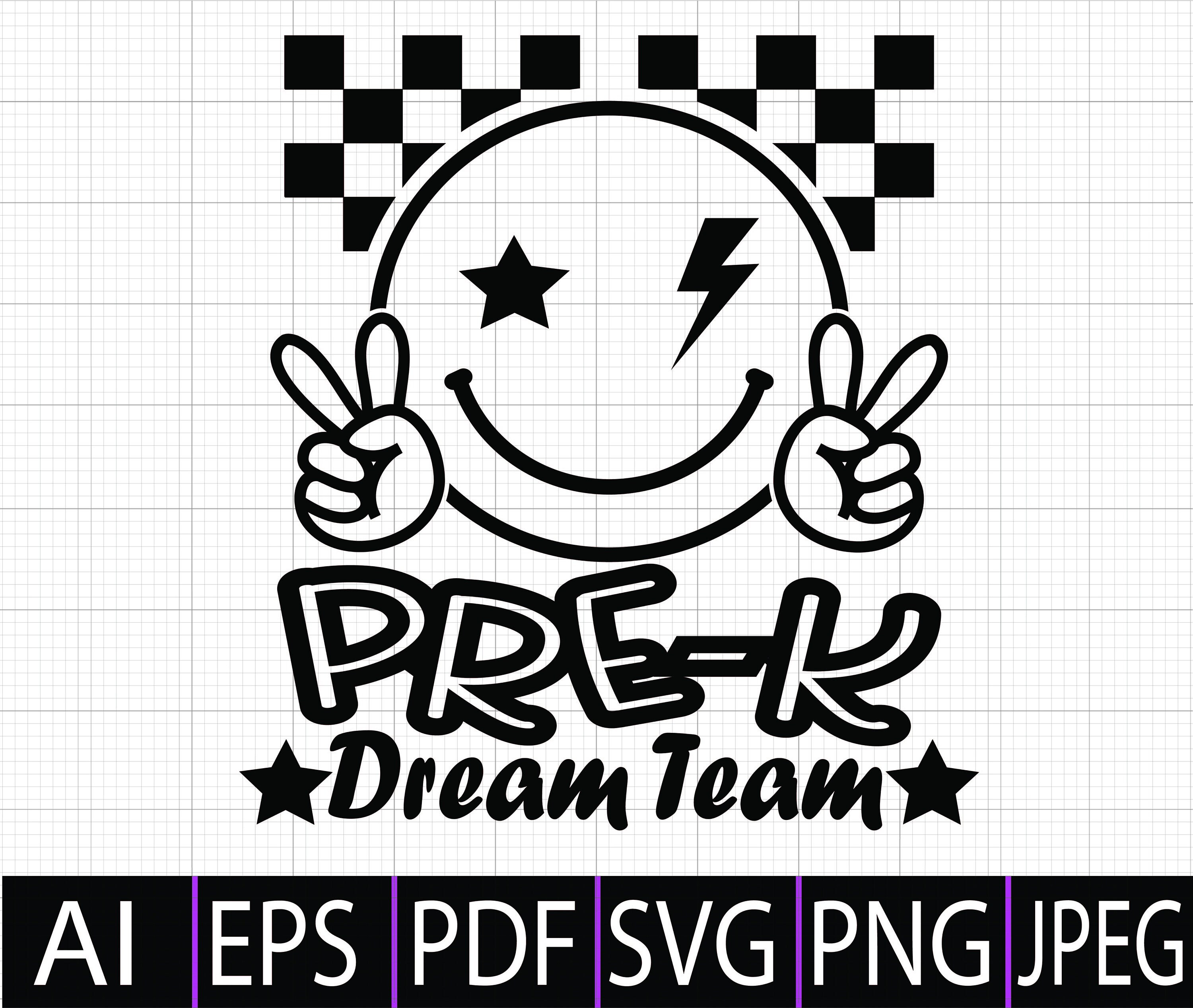 Pre-k Dream Team SVG, Prek Kids Shirt Svg PNG, Teacher Team Pre-k Shirt Svg PNG, Natychmiastowy cyfrowy plik do pobrania dla Cricut i Silhouette