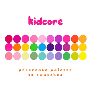 kidcore pastel color palette, procreate color palette, color swatches, iPad procreate tools and resources