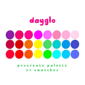 dayglo palette, procreate color palette, color swatches, iPad procreate tools and resources
