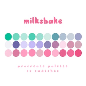 milkshake pastel color palette, procreate color palette, color swatches, iPad procreate tools and resources