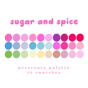 sugar and spice powerpuff inspired pastel color palette, procreate color palette, color swatches, iPad procreate tools and resources
