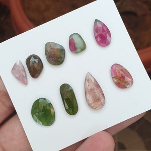 Natural Rosecut Tourmaline Cabochon, 9 Pcs Free Size Cabs Un Shape , Loose Gemstone Lot Good Quality Wire wrapping Supplies